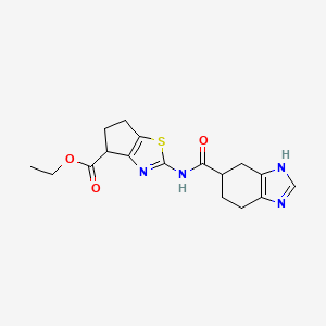 molecular formula C17H20N4O3S B6429386 ethyl 2-(4,5,6,7-tetrahydro-1H-1,3-benzodiazole-5-amido)-4H,5H,6H-cyclopenta[d][1,3]thiazole-4-carboxylate CAS No. 1705875-45-1