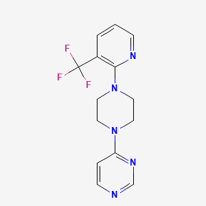 molecular formula C14H14F3N5 B6429454 4-{4-[3-(trifluoromethyl)pyridin-2-yl]piperazin-1-yl}pyrimidine CAS No. 2549027-03-2