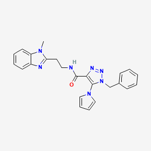 molecular formula C24H23N7O B6429505 1-benzyl-N-[2-(1-methyl-1H-1,3-benzodiazol-2-yl)ethyl]-5-(1H-pyrrol-1-yl)-1H-1,2,3-triazole-4-carboxamide CAS No. 2034479-17-7