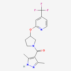 molecular formula C16H17F3N4O2 B6429515 2-{[1-(3,5-dimethyl-1H-pyrazole-4-carbonyl)pyrrolidin-3-yl]oxy}-4-(trifluoromethyl)pyridine CAS No. 2034204-26-5
