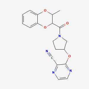 molecular formula C19H18N4O4 B6429536 3-{[1-(3-methyl-2,3-dihydro-1,4-benzodioxine-2-carbonyl)pyrrolidin-3-yl]oxy}pyrazine-2-carbonitrile CAS No. 2034397-30-1