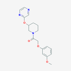 molecular formula C18H21N3O4 B6429548 2-(3-methoxyphenoxy)-1-[3-(pyrazin-2-yloxy)piperidin-1-yl]ethan-1-one CAS No. 2034227-23-9