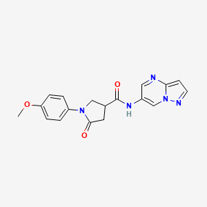 molecular formula C18H17N5O3 B6429558 1-(4-methoxyphenyl)-5-oxo-N-{pyrazolo[1,5-a]pyrimidin-6-yl}pyrrolidine-3-carboxamide CAS No. 2034234-83-6