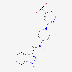 molecular formula C18H17F3N6O B6429562 N-{1-[6-(trifluoromethyl)pyrimidin-4-yl]piperidin-4-yl}-1H-indazole-3-carboxamide CAS No. 2034438-52-1