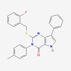 molecular formula C26H20FN3OS B6429588 2-{[(2-fluorophenyl)methyl]sulfanyl}-3-(4-methylphenyl)-7-phenyl-3H,4H,5H-pyrrolo[3,2-d]pyrimidin-4-one CAS No. 2034472-74-5