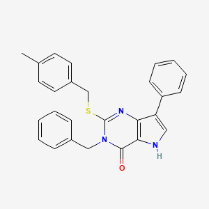 molecular formula C27H23N3OS B6429591 3-benzyl-2-{[(4-methylphenyl)methyl]sulfanyl}-7-phenyl-3H,4H,5H-pyrrolo[3,2-d]pyrimidin-4-one CAS No. 1793879-19-2
