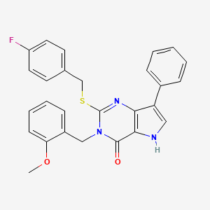 molecular formula C27H22FN3O2S B6429594 2-{[(4-fluorophenyl)methyl]sulfanyl}-3-[(2-methoxyphenyl)methyl]-7-phenyl-3H,4H,5H-pyrrolo[3,2-d]pyrimidin-4-one CAS No. 2034582-77-7