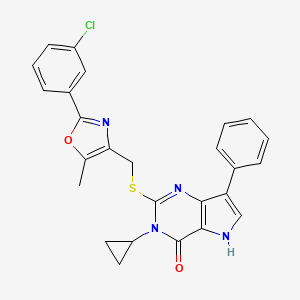 molecular formula C26H21ClN4O2S B6429633 2-({[2-(3-chlorophenyl)-5-methyl-1,3-oxazol-4-yl]methyl}sulfanyl)-3-cyclopropyl-7-phenyl-3H,4H,5H-pyrrolo[3,2-d]pyrimidin-4-one CAS No. 2034571-86-1