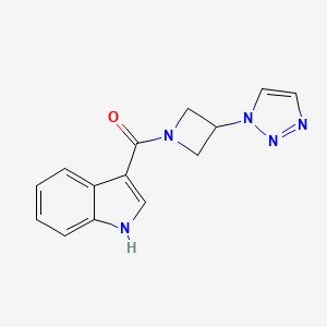 molecular formula C14H13N5O B6429645 3-[3-(1H-1,2,3-triazol-1-yl)azetidine-1-carbonyl]-1H-indole CAS No. 2034380-01-1