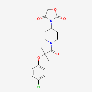 molecular formula C18H21ClN2O5 B6429650 3-{1-[2-(4-chlorophenoxy)-2-methylpropanoyl]piperidin-4-yl}-1,3-oxazolidine-2,4-dione CAS No. 2034240-78-1
