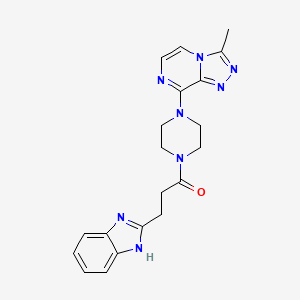molecular formula C20H22N8O B6429672 3-(1H-1,3-benzodiazol-2-yl)-1-(4-{3-methyl-[1,2,4]triazolo[4,3-a]pyrazin-8-yl}piperazin-1-yl)propan-1-one CAS No. 2034280-42-5