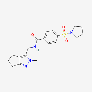 molecular formula C19H24N4O3S B6429684 N-({2-methyl-2H,4H,5H,6H-cyclopenta[c]pyrazol-3-yl}methyl)-4-(pyrrolidine-1-sulfonyl)benzamide CAS No. 2034507-57-6