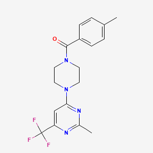 molecular formula C18H19F3N4O B6429702 2-methyl-4-[4-(4-methylbenzoyl)piperazin-1-yl]-6-(trifluoromethyl)pyrimidine CAS No. 1775451-97-2
