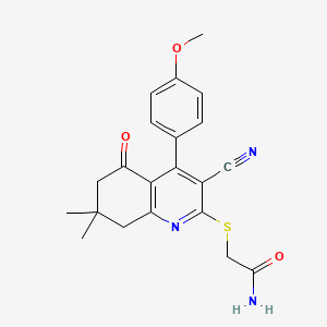 B6429740 2-{[3-cyano-4-(4-methoxyphenyl)-7,7-dimethyl-5-oxo-5,6,7,8-tetrahydroquinolin-2-yl]sulfanyl}acetamide CAS No. 667913-22-6