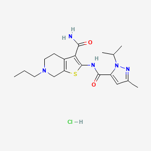 molecular formula C19H28ClN5O2S B6429817 N-{3-carbamoyl-6-propyl-4H,5H,6H,7H-thieno[2,3-c]pyridin-2-yl}-3-methyl-1-(propan-2-yl)-1H-pyrazole-5-carboxamide hydrochloride CAS No. 2640943-57-1