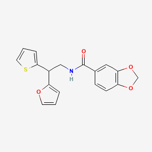 molecular formula C18H15NO4S B6429829 N-[2-(furan-2-yl)-2-(thiophen-2-yl)ethyl]-2H-1,3-benzodioxole-5-carboxamide CAS No. 2097935-49-2