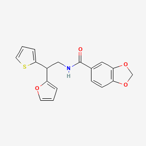 N-[2-(furan-2-yl)-2-(thiophen-2-yl)ethyl]-2H-1,3-benzodioxole-5-carboxamide