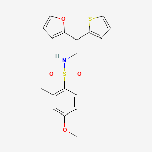 molecular formula C18H19NO4S2 B6429833 N-[2-(furan-2-yl)-2-(thiophen-2-yl)ethyl]-4-methoxy-2-methylbenzene-1-sulfonamide CAS No. 2097909-12-9