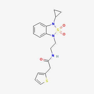 molecular formula C17H19N3O3S2 B6429850 N-[2-(3-cyclopropyl-2,2-dioxo-1,3-dihydro-2lambda6,1,3-benzothiadiazol-1-yl)ethyl]-2-(thiophen-2-yl)acetamide CAS No. 2097915-14-3