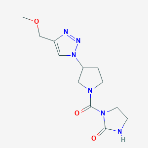 molecular formula C12H18N6O3 B6429902 1-{3-[4-(methoxymethyl)-1H-1,2,3-triazol-1-yl]pyrrolidine-1-carbonyl}imidazolidin-2-one CAS No. 2097868-94-3