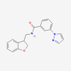 molecular formula C19H17N3O2 B6429917 N-[(2,3-dihydro-1-benzofuran-3-yl)methyl]-3-(1H-pyrazol-1-yl)benzamide CAS No. 2097915-07-4