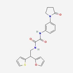 molecular formula C22H21N3O4S B6429938 N-[2-(furan-2-yl)-2-(thiophen-2-yl)ethyl]-N'-[3-(2-oxopyrrolidin-1-yl)phenyl]ethanediamide CAS No. 2097935-67-4