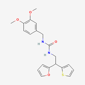 molecular formula C20H22N2O4S B6429942 1-[(3,4-dimethoxyphenyl)methyl]-3-[2-(furan-2-yl)-2-(thiophen-2-yl)ethyl]urea CAS No. 2097909-66-3