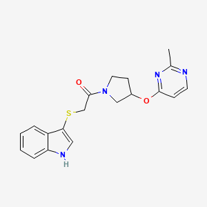 molecular formula C19H20N4O2S B6429967 2-(1H-indol-3-ylsulfanyl)-1-{3-[(2-methylpyrimidin-4-yl)oxy]pyrrolidin-1-yl}ethan-1-one CAS No. 2097895-38-8