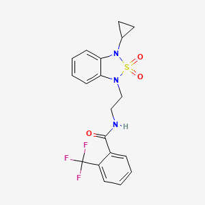 molecular formula C19H18F3N3O3S B6429992 N-[2-(3-cyclopropyl-2,2-dioxo-1,3-dihydro-2lambda6,1,3-benzothiadiazol-1-yl)ethyl]-2-(trifluoromethyl)benzamide CAS No. 2097866-56-1