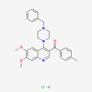 molecular formula C30H32ClN3O3 B6430082 4-(4-benzylpiperazin-1-yl)-6,7-dimethoxy-3-(4-methylbenzoyl)quinoline hydrochloride CAS No. 2097924-63-3