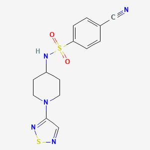 molecular formula C14H15N5O2S2 B6430107 4-cyano-N-[1-(1,2,5-thiadiazol-3-yl)piperidin-4-yl]benzene-1-sulfonamide CAS No. 2097863-42-6