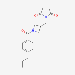 molecular formula C18H22N2O3 B6430108 1-{[1-(4-propylbenzoyl)azetidin-3-yl]methyl}pyrrolidine-2,5-dione CAS No. 2097929-22-9