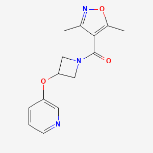 molecular formula C14H15N3O3 B6430115 3-{[1-(3,5-dimethyl-1,2-oxazole-4-carbonyl)azetidin-3-yl]oxy}pyridine CAS No. 1903625-75-1