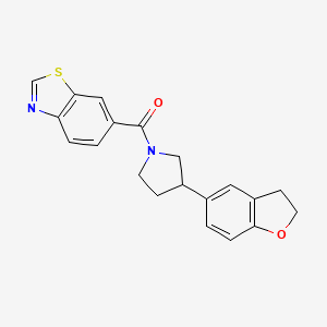 molecular formula C20H18N2O2S B6430146 6-[3-(2,3-dihydro-1-benzofuran-5-yl)pyrrolidine-1-carbonyl]-1,3-benzothiazole CAS No. 2097902-01-5