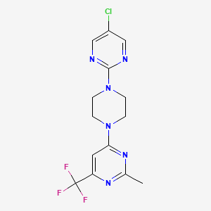molecular formula C14H14ClF3N6 B6430195 4-[4-(5-chloropyrimidin-2-yl)piperazin-1-yl]-2-methyl-6-(trifluoromethyl)pyrimidine CAS No. 2034226-04-3