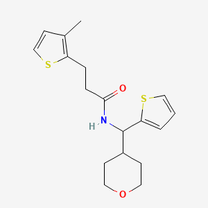 3-(3-methylthiophen-2-yl)-N-[(oxan-4-yl)(thiophen-2-yl)methyl]propanamide