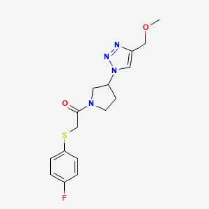 molecular formula C16H19FN4O2S B6430218 2-[(4-fluorophenyl)sulfanyl]-1-{3-[4-(methoxymethyl)-1H-1,2,3-triazol-1-yl]pyrrolidin-1-yl}ethan-1-one CAS No. 2097903-79-0