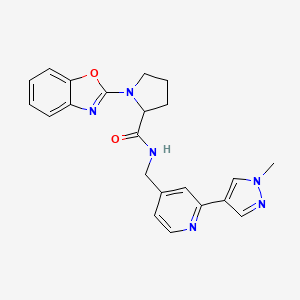 molecular formula C22H22N6O2 B6430229 1-(1,3-benzoxazol-2-yl)-N-{[2-(1-methyl-1H-pyrazol-4-yl)pyridin-4-yl]methyl}pyrrolidine-2-carboxamide CAS No. 2097866-01-6