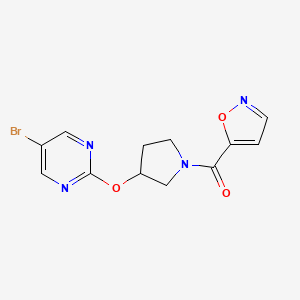 molecular formula C12H11BrN4O3 B6430268 5-bromo-2-{[1-(1,2-oxazole-5-carbonyl)pyrrolidin-3-yl]oxy}pyrimidine CAS No. 2097888-67-8