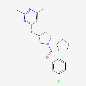 molecular formula C22H26ClN3O2 B6430270 4-({1-[1-(4-chlorophenyl)cyclopentanecarbonyl]pyrrolidin-3-yl}oxy)-2,6-dimethylpyrimidine CAS No. 2097872-33-6