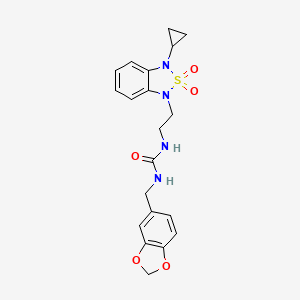 molecular formula C20H22N4O5S B6430281 1-[(2H-1,3-benzodioxol-5-yl)methyl]-3-[2-(3-cyclopropyl-2,2-dioxo-1,3-dihydro-2lambda6,1,3-benzothiadiazol-1-yl)ethyl]urea CAS No. 2097915-44-9