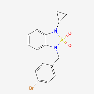 molecular formula C16H15BrN2O2S B6430288 1-[(4-bromophenyl)methyl]-3-cyclopropyl-1,3-dihydro-2lambda6,1,3-benzothiadiazole-2,2-dione CAS No. 2097915-61-0