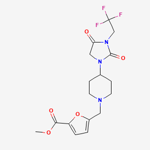 methyl 5-({4-[2,4-dioxo-3-(2,2,2-trifluoroethyl)imidazolidin-1-yl]piperidin-1-yl}methyl)furan-2-carboxylate