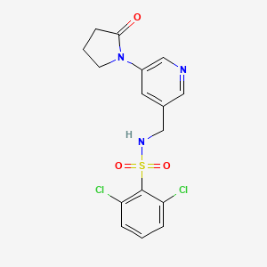 2,6-dichloro-N-{[5-(2-oxopyrrolidin-1-yl)pyridin-3-yl]methyl}benzene-1-sulfonamide