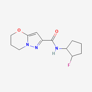 molecular formula C12H16FN3O2 B6430377 N-(2-fluorocyclopentyl)-5H,6H,7H-pyrazolo[3,2-b][1,3]oxazine-2-carboxamide CAS No. 2201281-93-6