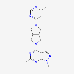 molecular formula C18H22N8 B6430464 4-(5-{1,6-dimethyl-1H-pyrazolo[3,4-d]pyrimidin-4-yl}-octahydropyrrolo[3,4-c]pyrrol-2-yl)-6-methylpyrimidine CAS No. 2201471-82-9