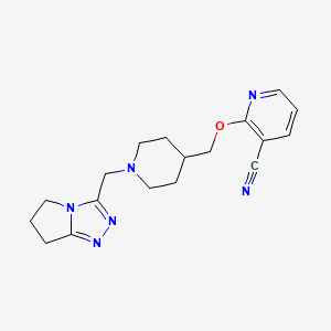 molecular formula C18H22N6O B6430506 2-{[1-({5H,6H,7H-pyrrolo[2,1-c][1,2,4]triazol-3-yl}methyl)piperidin-4-yl]methoxy}pyridine-3-carbonitrile CAS No. 2198304-97-9