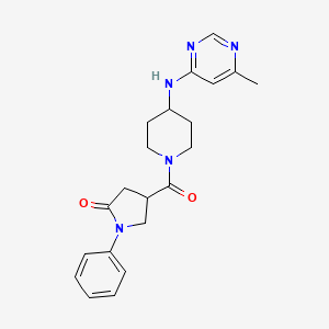 molecular formula C21H25N5O2 B6430523 4-{4-[(6-methylpyrimidin-4-yl)amino]piperidine-1-carbonyl}-1-phenylpyrrolidin-2-one CAS No. 2202331-47-1