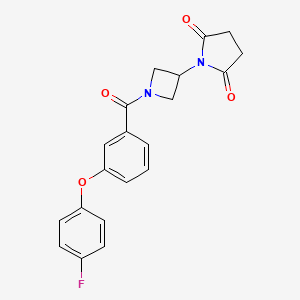 molecular formula C20H17FN2O4 B6430553 1-{1-[3-(4-fluorophenoxy)benzoyl]azetidin-3-yl}pyrrolidine-2,5-dione CAS No. 1903447-10-8