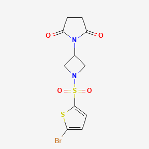 molecular formula C11H11BrN2O4S2 B6430569 1-{1-[(5-bromothiophen-2-yl)sulfonyl]azetidin-3-yl}pyrrolidine-2,5-dione CAS No. 1903781-53-2